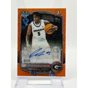 2025-26 Bowman Chrome Jeremiah Wilkinson 1st Orange Shimmer Auto 2/25 SP Georgia